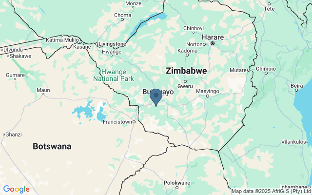 Kaart met locatie Matabo National Park